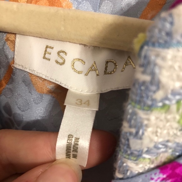 Escada Blue White Tweed Ribbon Blazer - Picture 4 of 6